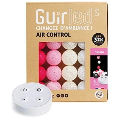 Afbeelding van Guirled Guirlande lumineuse boules coton LED USB Télécommande sans fil Veilleuse bébé 2h Adaptateur secteur double 2A inclus 4 intensités 32 3.2m Tagada