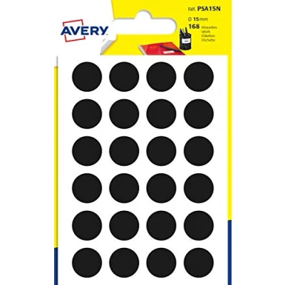 Afbeelding van Etiket Avery 15 mm rond blister 168 st zwart