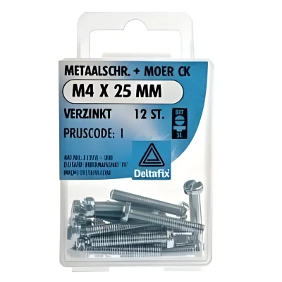 Afbeelding van M.schroef moer ck m4 25mm 12st Deltafix