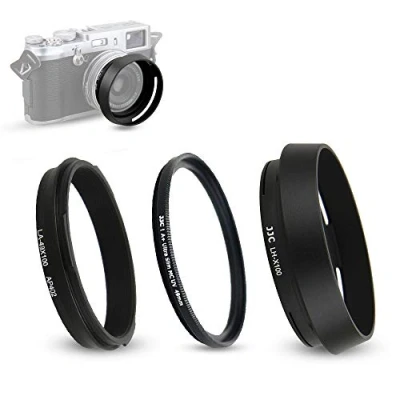 Afbeelding van Zonneklep en adapterring voor Fujifilm Fuji X100VI X100V X100F, X100T, X100S, X100, X70 Vervangt LH X100 (met UV filter)