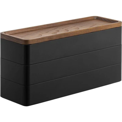 Afbeelding van Yamazaki 3 Tiered slim accessory case with lid Rin Black