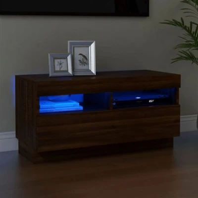 Afbeelding van Tv meubel met LED verlichting 80x35x40 cm bruineikenkleurig