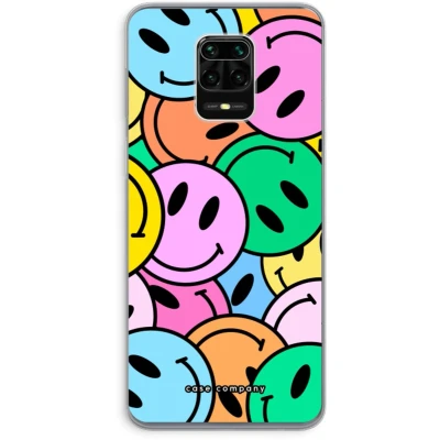 Afbeelding van Case Company® hoesje geschikt voor Xiaomi Redmi Note 9 Pro Smiley N1 Soft Cover Telefoonhoesje Bescherming aan alle Kanten en Schermrand