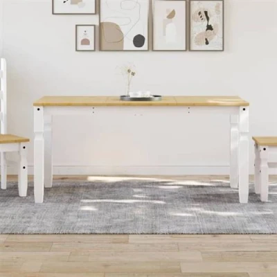 Afbeelding van Eettafel Corona 160x80x75 cm massief grenenhout wit