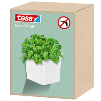 Afbeelding van tesa, Bloempot, Kruidenpot, zelfklevend, hangende plantenpot, met adapter, installatie zonder boren (13.50 cm)