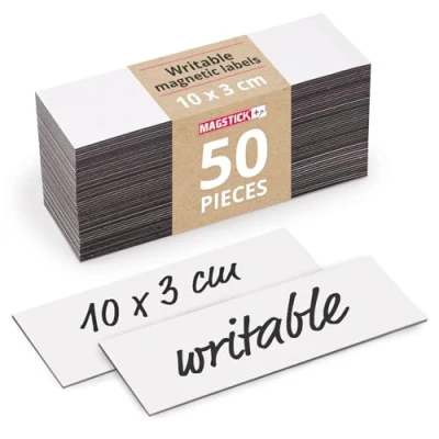 Afbeelding van 50 stuks magnetische etiketten beschrijfbaar I 10 x 3 cm labelfolie mag_206