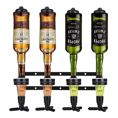 Afbeelding van Bar Butler Alcohol Drankdispenser Meubilair Optische Schenkdispenser Wandlikeurhouder 4 Fles Drink Houder Likeur voor Thuis Commerciële Bars (Zwart)