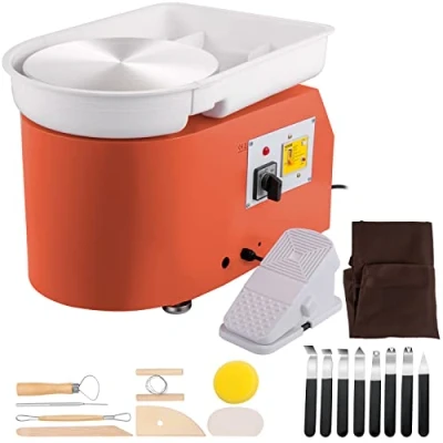 Afbeelding van VEVOR Aardewerk Wiel 28 cm 350W Keramisch Instelbare Snelheid Voetpedaalbediening voor Kunst en Thuis DIY Oranje