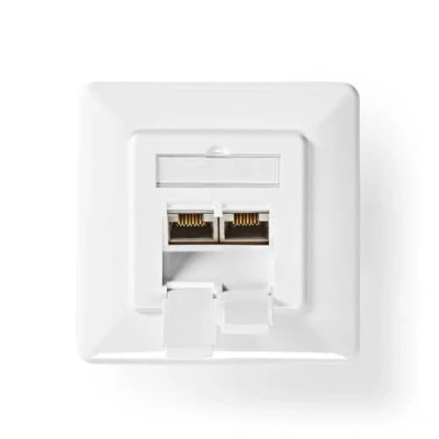 Afbeelding van Nedis Netwerk Wanddoos Inbouw 2 poort(en) CAT7 Recht Female Goud Verguld PVC Ivoor Doos