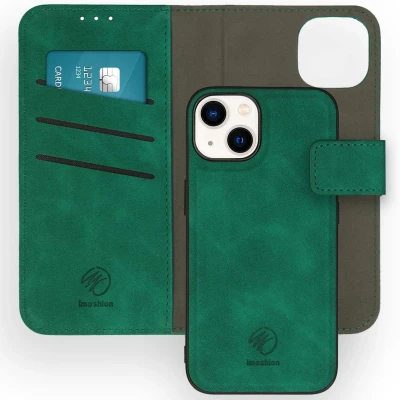Afbeelding van iMoshion Hoesje Geschikt voor iPhone 14 Met Pasjeshouder Uitneembare 2 in 1 Luxe Bookcase Donkergroen