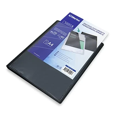 Afbeelding van WAYTEX 931441 Documentenbescherming, A4, personaliseerbaar, 40 weergaven, 20 hoezen, polypropyleen, zwart