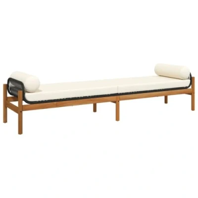 Afbeelding van Tuinbank met kussen poly rattan acacia zwart