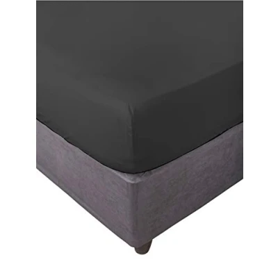 Image de Miracle Home. Drap housse élastique Doux Confortable Anti peeling Coton 50% Polyester Lit de 180 cm x 200 30 Noir