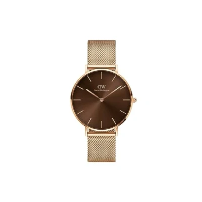 Afbeelding van Daniel Wellington Petite Melrose 36 mm mesh horloge voor dames en heren roségoud, Roségoud/bruin., DW00100478 AMZUK