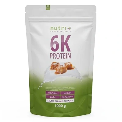 Afbeelding van nutri+ 6K Protein Eiwitpoeder Salted Caramel Veganistisch proteïnepoeder met eiwitten uit zes plantaardige grondstoffen Eiwit Shake 1000 g