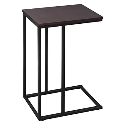Afbeelding van WOLTU Bijzettafel van metaal en MDF, 45 x 25 63,5 cm, donker beuken TSG17dc