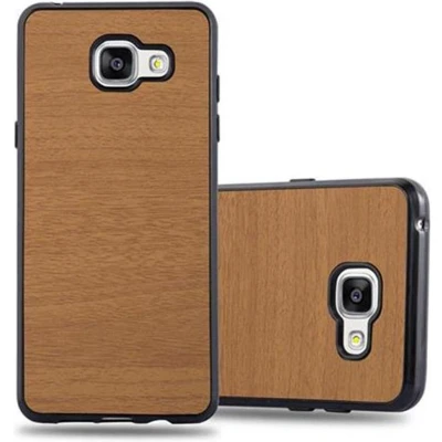 Afbeelding van Cadorabo Hoesje geschikt voor Samsung Galaxy A3 2016 in WOODEN BRUIN Beschermhoes gemaakt van flexibel TPU silicone Case Cover