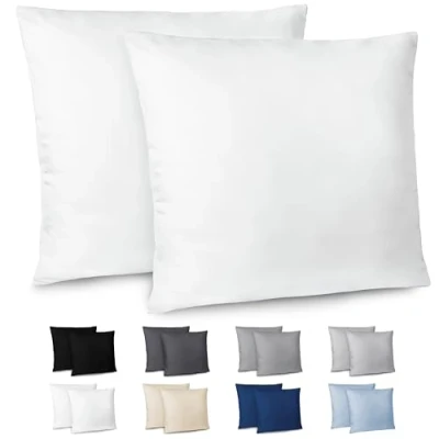 Afbeelding van Dreamzie Kussensloop, 65 x cm, set van 2 kussenslopen microvezel met ritssluiting, Oeko Tex gecertificeerd, kussensloop wit