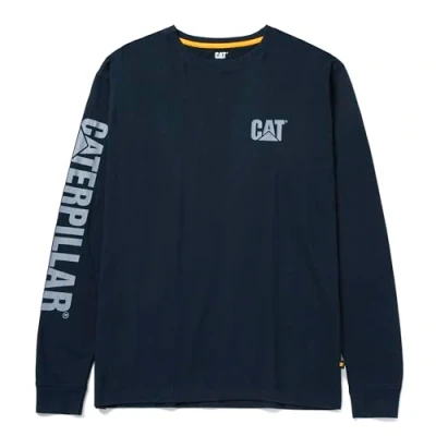 Afbeelding van Caterpillar Trademark Banner T shirt met lange mouwen voor heren, Donkere marine