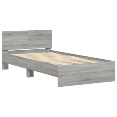 Afbeelding van Bedframe met hoofdeinde bewerkt hout grijs sonoma 100x200 cm
