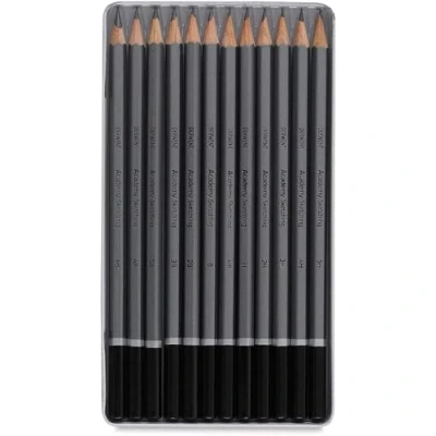 Afbeelding van Derwent grafietpotlood Academy, blik van 12 stuks: 6B 5B 4B 3B 2B B HB H 2H 3H 4H 5H potlood