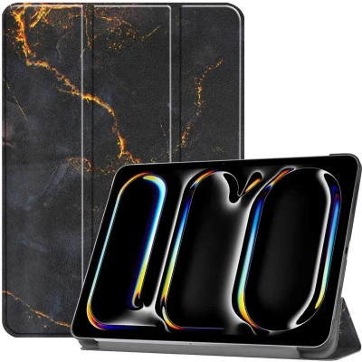 Afbeelding van iMoshion Tablet Hoes Geschikt voor iPad Pro 11 (2024) M4 Design Trifold Bookcase Zwart /Black Marble