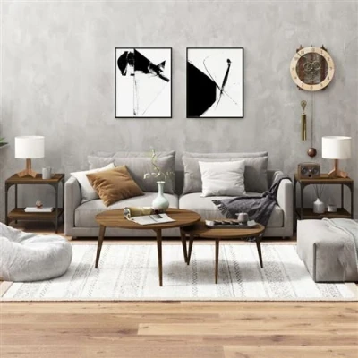 Afbeelding van Bijzettafels 2 st 40x40x40 cm bewerkt hout bruineiken