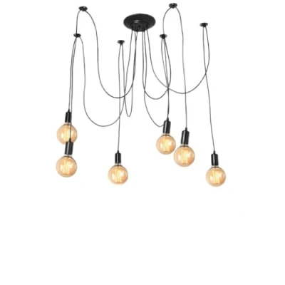 Afbeelding van Spin Kroonluchter DIY Plafondlamp Hanglamp Retro Hoofdsteun Industrieel voor Slaapkamer Woonkamer Eetkamer Hotel Decoratie (6 koppen)