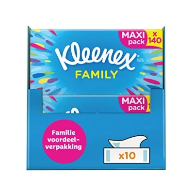 Afbeelding van Kleenex tissues Family Box Voordeelverpakking 10 x 128 stuks = 1280 zakdoekjes