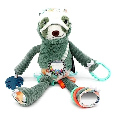 Afbeelding van LES DEGLINGOS Chillos de luiaard pluche dier Ref 42133 groen kruipspeelgoed voor baby&#039;s cadeau idee vanaf geboorte 36 cm