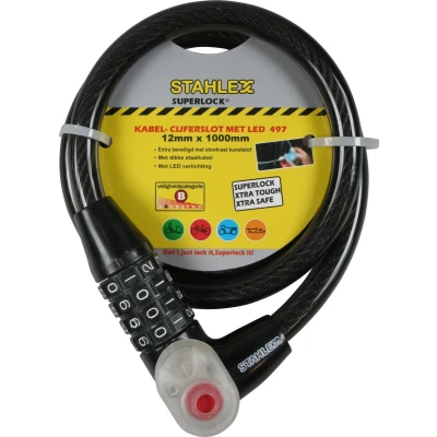 Afbeelding van Stahlex Kabel Cijferslot met LED 497 12 x 1000 mm