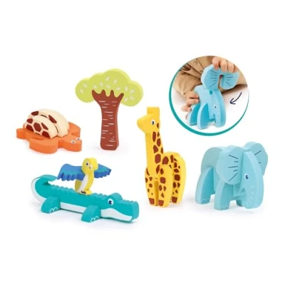 Afbeelding van Ludi Puzzel van 3D schuim Ontspanningsspeelgoed Bouwspel Vanaf 18 maanden Stimuleert de motoriek en ontwikkelt fantasie stukjes om in elkaar te zetten 5 savanne dieren 1