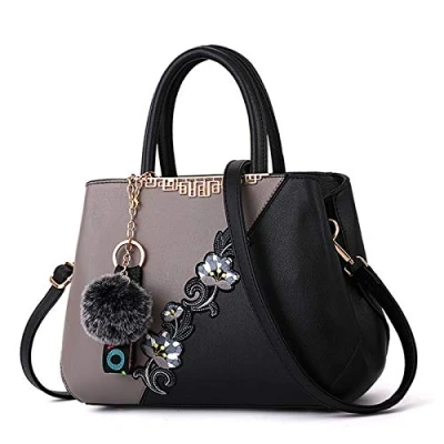 Afbeelding van Sipobuy Vrouwen Handtas Top Handvat Elegante Schoudertassen Klassieke Handtassen Shopper Dames Schoudertas Borduurwerk (Grijs), Grijs, grijs.
