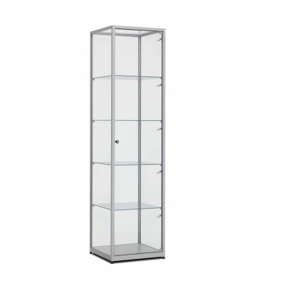 Afbeelding van Vitrinekast 200x50x50cm haaks zwart profiel met topverlichting en zijverlichting