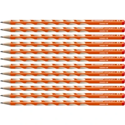 Afbeelding van Smal driekantig grafietpotlood voor rechtshandigen STABILO EASYgraph S in oranje 12 stuks hardheid HB