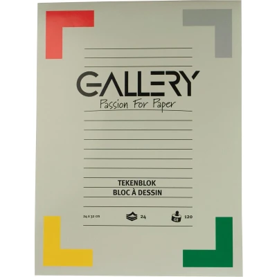 Afbeelding van Gallery tekenblok, houtvrij papier, 120 g/m², ft 24 x 32 cm, blok van vel tekenpapier