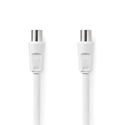 Afbeelding van Nedis Coaxkabel IEC (Coax) Male Female Vernikkeld 90 dB 75 Ohm Dubbel Afgeschermd 10.0 m Rond PVC Wit Doos
