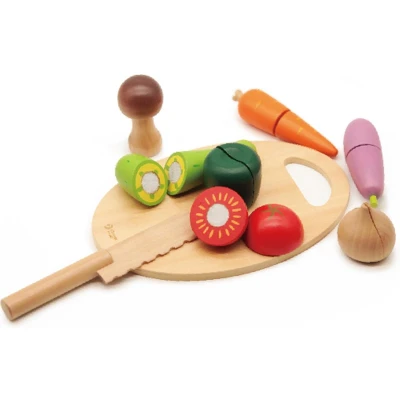 Afbeelding van Classic World Houten Snijgroenten met Mes en Snijplank