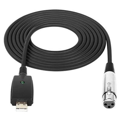 Afbeelding van SinLoon Microfoonkabel USB naar XLR 10FT mannelijk vrouwelijk 3 pins converterkabel studio audiokabel voor instrumenten, opname, karaoke, zang of microfoons