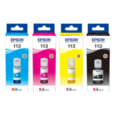 Image de Multipack de 4 Bouteilles d&#039;encre Epson 113 Noir Jaune Cyan et Magenta