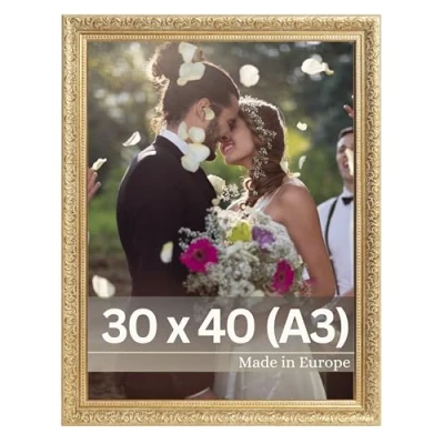 Afbeelding van Victor antieke fotolijst&quot;Rubens&quot; groen goud in 30x40 cm staaf: 30x20 mm echt glas barok