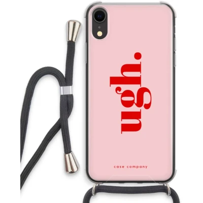Afbeelding van Case Company® hoesje met Koord geschikt voor iPhone XR Ugh Telefoonhoesje Zwart Extra Bescherming aan alle Kanten en Over de Schermrand