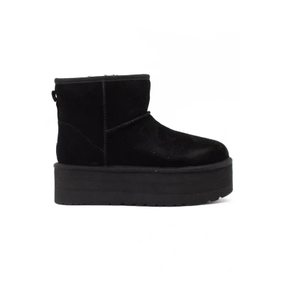 Afbeelding van UGG Classic MINI Platform Enkellaarsjes met plateauzool, Dames, Maat: 40, Black Veloursleer