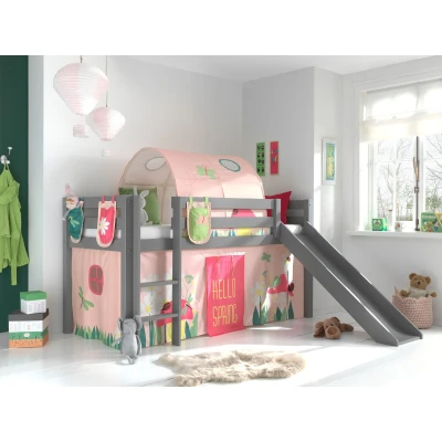 Afbeelding van Vipack Pino halfhoogslaper met glijbaan 90x200 Grijs Nieuwe thema&#039;s