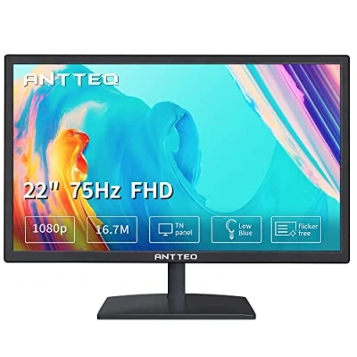 Image de Écran PC Antteq 22 LED FHD 75Hz Flicker Free HDMI VGA Noir