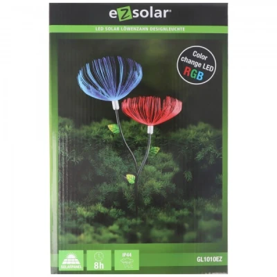 Afbeelding van Dandelion LED tuinlamp met 2 RGB kleurwisselingen, inclusief zonnepaneel en batterij