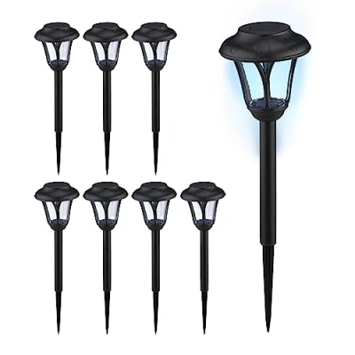 Afbeelding van Relaxdays solar tuinlampen buitenlampen met grondpen 39 cm verlichting led Pak van 8