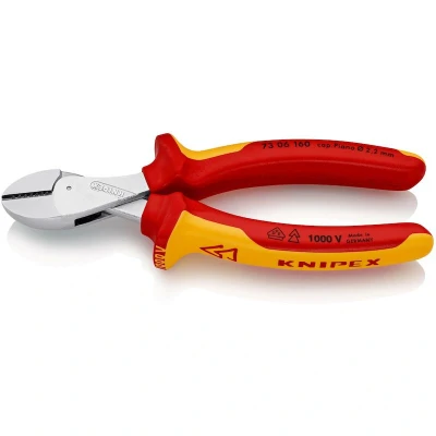 Image de KNIPEX 73 06 160 X Cut coupe diagonale compacte grande transmission de puissance isolée VDE avec poignées multi composants chrom