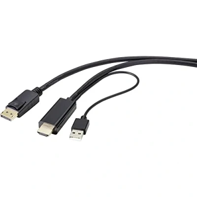 Afbeelding van Renkforce RF 4600632 DisplayPort kabel / HDMI Adapterkabel stekker, A stekker 2.00 m Zwart