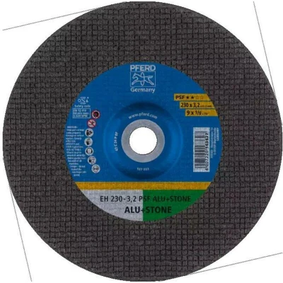 Afbeelding van PFERD EH 230 3,2 PSF ALU+STONE 61824222 Doorslijpschijf gebogen mm 25 stuk(s) Aluminium, Non ferrometaal, Titanium, Titaniumlegering, Gietijzer, Duroplast,